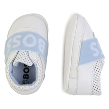 Load image into Gallery viewer, White &amp; Blue Logo Shoes