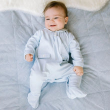 Load image into Gallery viewer, Pale Blue Check Embroidered Babygrow