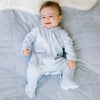 Pale Blue Check Embroidered Babygrow