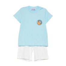 Load image into Gallery viewer, Pale Blue &amp; White Shorts Set