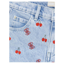 Load image into Gallery viewer, Pale Blue Denim Embroidered Shorts