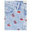 Pale Blue Denim Embroidered Shorts