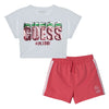 Pink & White Sequin Logo T-Shirt & Shorts