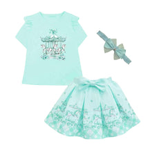 Load image into Gallery viewer, Mint Carousel Skirt Set &amp; Headband