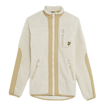 Load image into Gallery viewer, Cream Woven Trim Sherpa Fleece