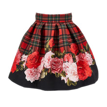 Load image into Gallery viewer, Red &amp; Black Tartan &amp; Roses Skirt Set