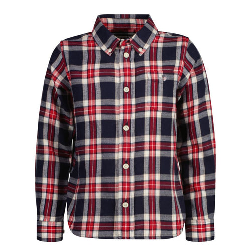 Navy & Red Checked Flannel Shirt