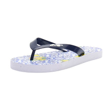 Load image into Gallery viewer, Blue Tile Print &amp; Lemons Flip Flops