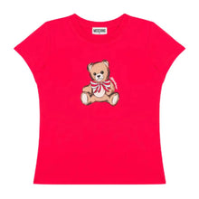 Load image into Gallery viewer, Girls Red Teddy &amp; Sequin Bow T-Shirt