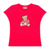 Girls Red Teddy & Sequin Bow T-Shirt