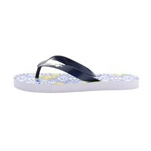 Load image into Gallery viewer, Blue Tile Print &amp; Lemons Flip Flops