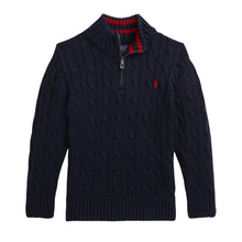 Load image into Gallery viewer, Navy Cable Knit 1/4 Zip Jumper