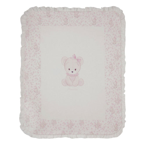 Pink Teddy Frilled Blanket