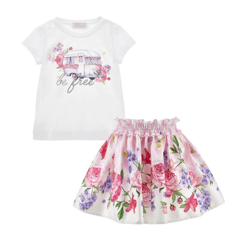 PRE ORDER - Pink Floral Caravan Skirt Set
