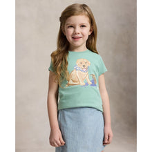 Load image into Gallery viewer, Girls Pale Green Dog Print T-Shirt