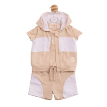 Load image into Gallery viewer, Beige Gilet, Shorts &amp; T-Shirt Set