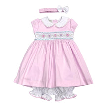 Load image into Gallery viewer, Pink Smocked Dress, Bloomers &amp; Headband