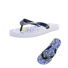 Load image into Gallery viewer, Blue Tile Print &amp; Lemons Flip Flops