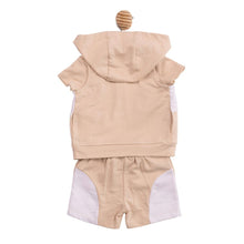 Load image into Gallery viewer, Beige Gilet, Shorts &amp; T-Shirt Set