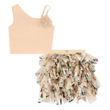 Load image into Gallery viewer, Gold Foil Floral Print Skirt Set