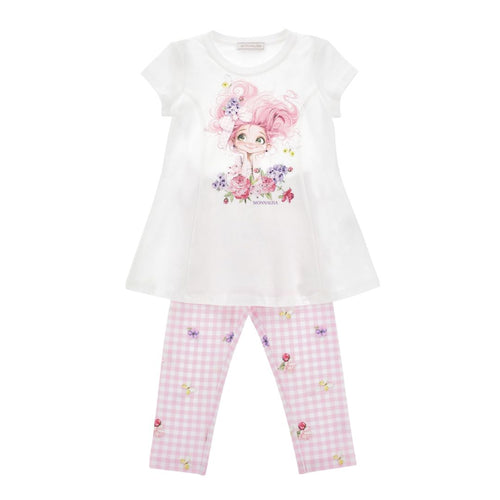PRE ORDER - Pink Gingham Floral Fairy Legging Set