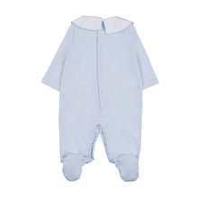 Load image into Gallery viewer, Pale Blue Teddy Collar Babygrow