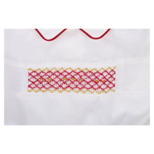 Load image into Gallery viewer, Red &amp; Cream Smocked Shirt &amp; Shorts Set