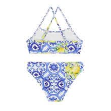 Load image into Gallery viewer, Blue Tile Print &amp; Lemons Bikini