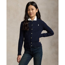 Load image into Gallery viewer, PRE ORDER - Girls Navy Cable Knit Cardigan