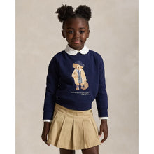 Load image into Gallery viewer, Girls Navy Polo Bear Sweat Top