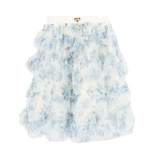 Load image into Gallery viewer, Blue &amp; White Floral Tulle Skirt Set