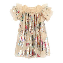 Load image into Gallery viewer, Gold Foil Floral Print Dress