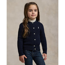 Load image into Gallery viewer, PRE ORDER - Girls Navy Cable Knit Cardigan