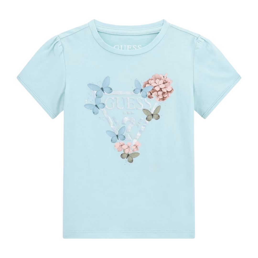 Pale Turquoise Butterfly & Logo T-Shirt