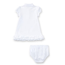 Load image into Gallery viewer, Babys White Logo Ruffle Dress &amp; Bloomers