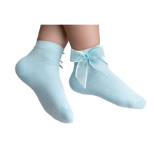 Load image into Gallery viewer, Pale Blue Organza Bow Ankle Socks