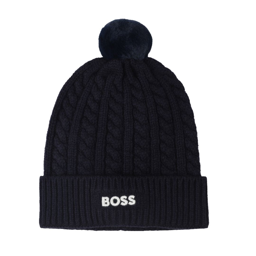 PRE ORDER - Babies Navy Cable Knit Pom Pom Hat