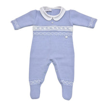 Load image into Gallery viewer, Blue Knitted Babygrow