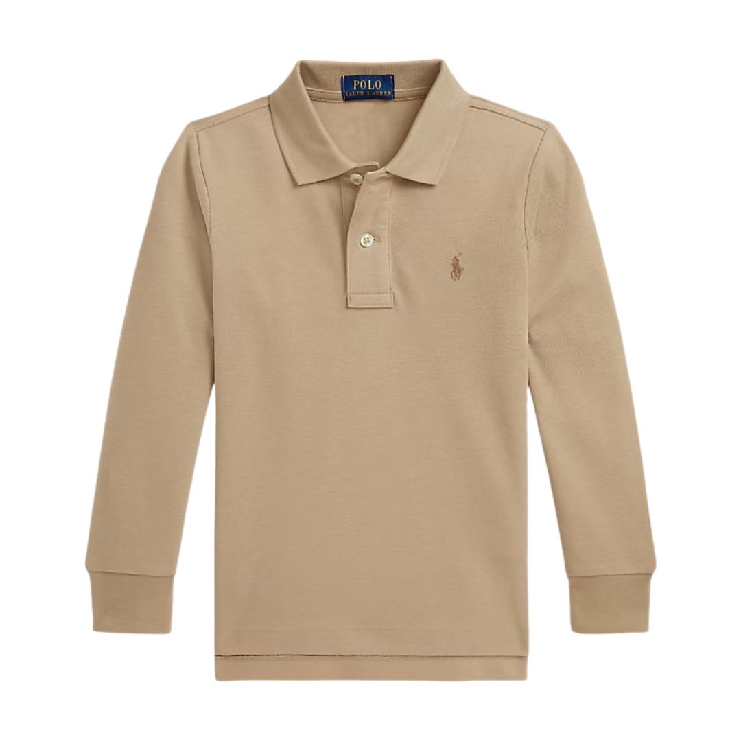 Khaki Long Sleeve Polo Shirt