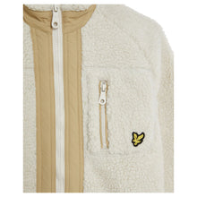 Load image into Gallery viewer, Cream Woven Trim Sherpa Fleece