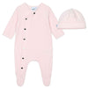 Pink Velvet Monogram Babygrow & Hat Gift Box