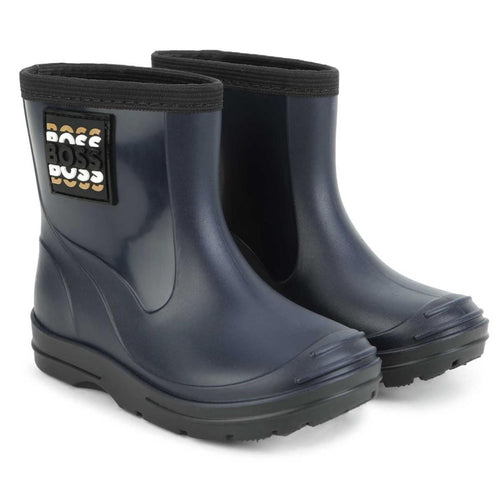 Navy Multi Logo Wellies
