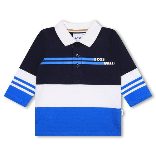 Navy Striped Baby Polo Top