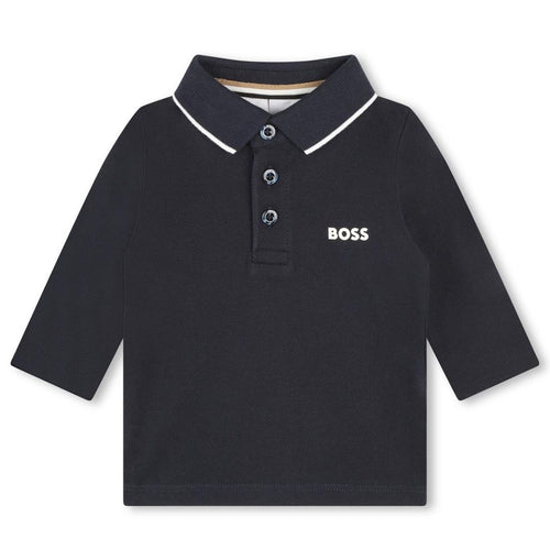Navy LS Polo Top