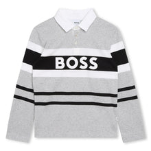Load image into Gallery viewer, Grey Striped Polo Top