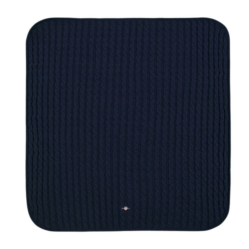 Navy Cable Knitted Blanket
