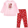 Pink & Red Teddy Legging Set