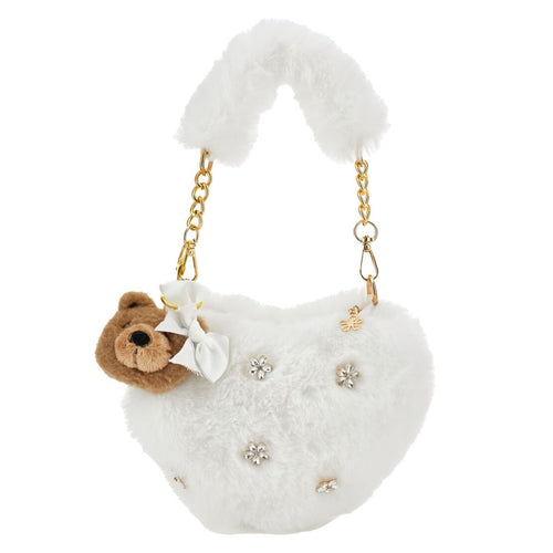 White Heart Plush Bag