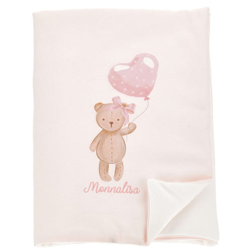 Pink Bear With Balloon Blanket