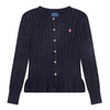 Navy Knitted Peplum Cardigan